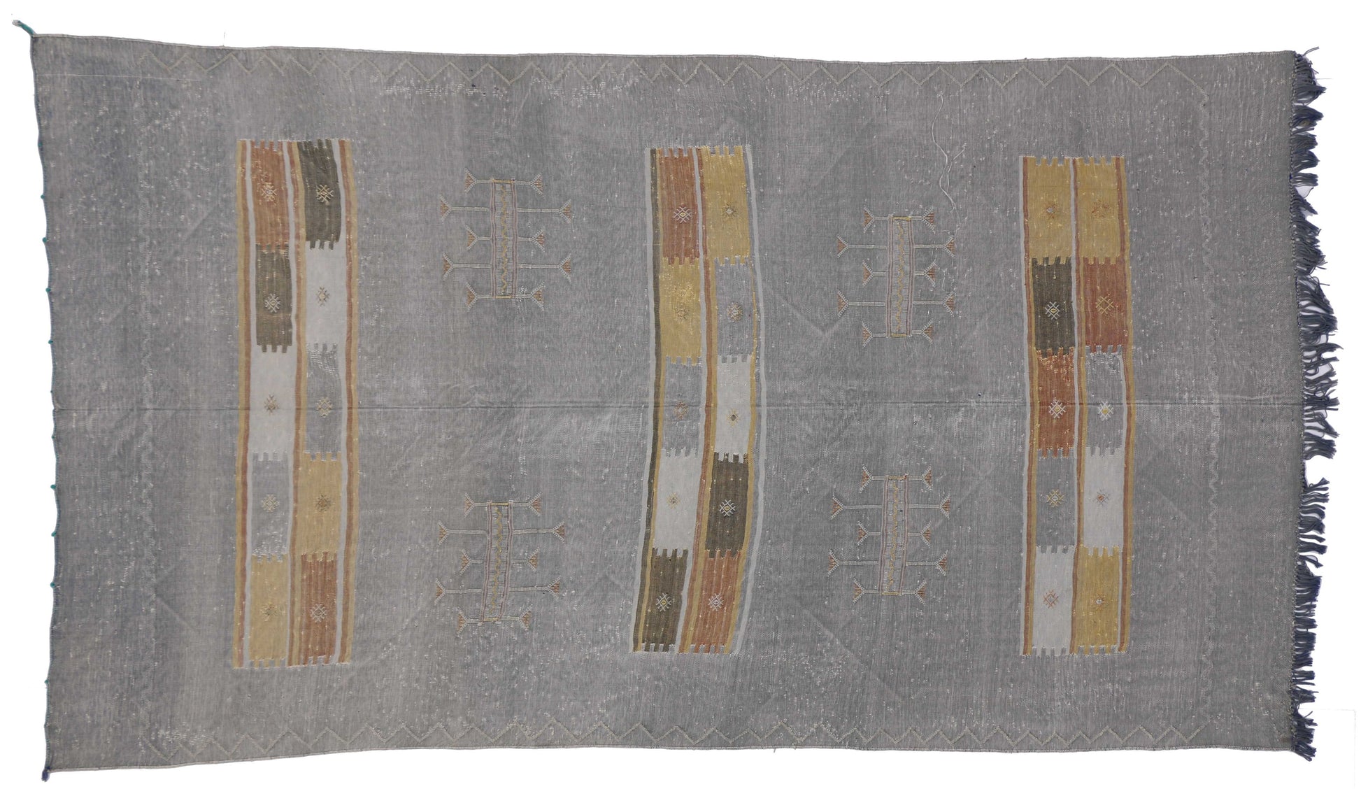 4 x 7 Vintage Cactus Silk Kilim Rug 74725
