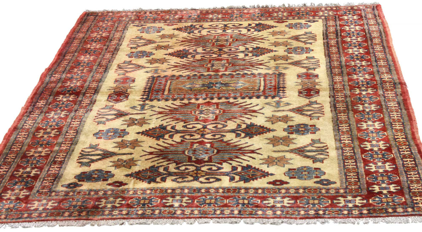 4 x 5 Vintage Turkish Oushak Rug 74751