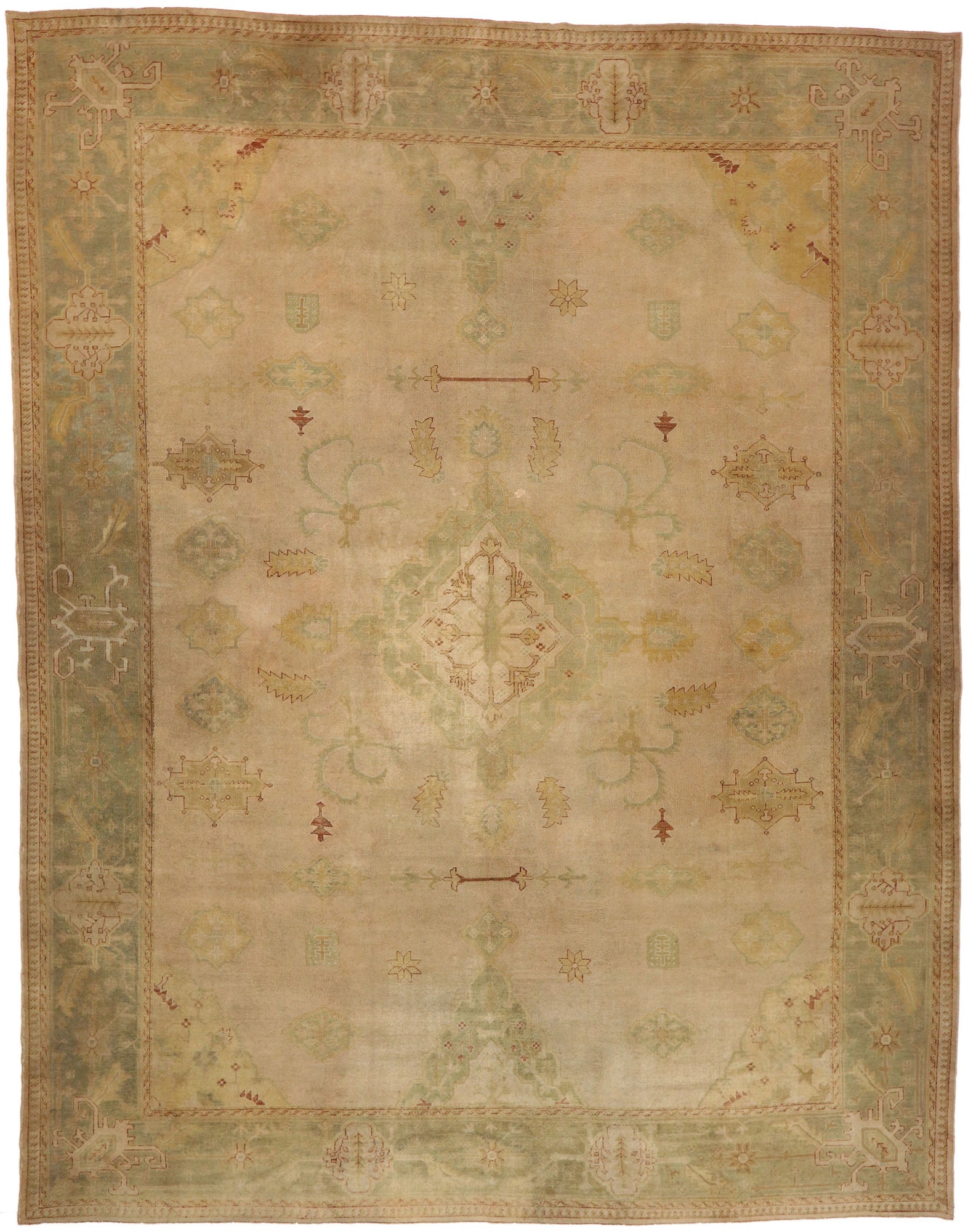 14 x 18 Antique Turkish Oushak Rug 74842