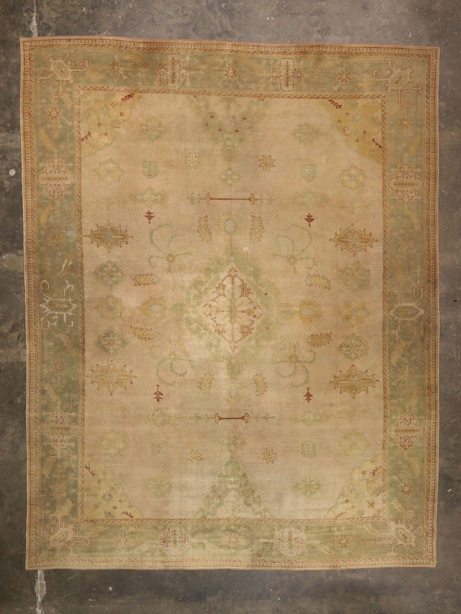 14 x 18 Antique Turkish Oushak Rug 74842