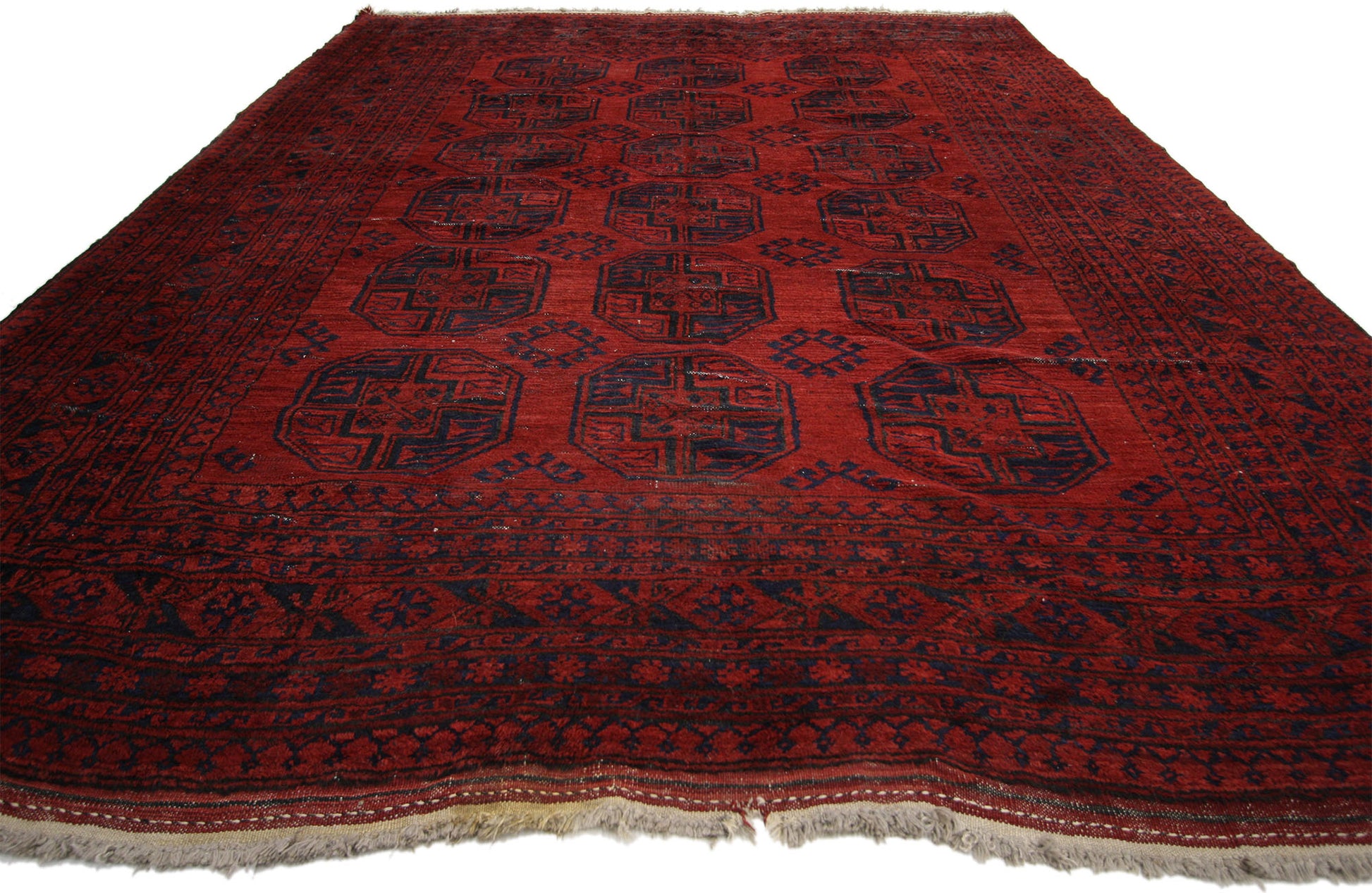 8 x 10 Vintage Turkaman Afghan Rug 74844