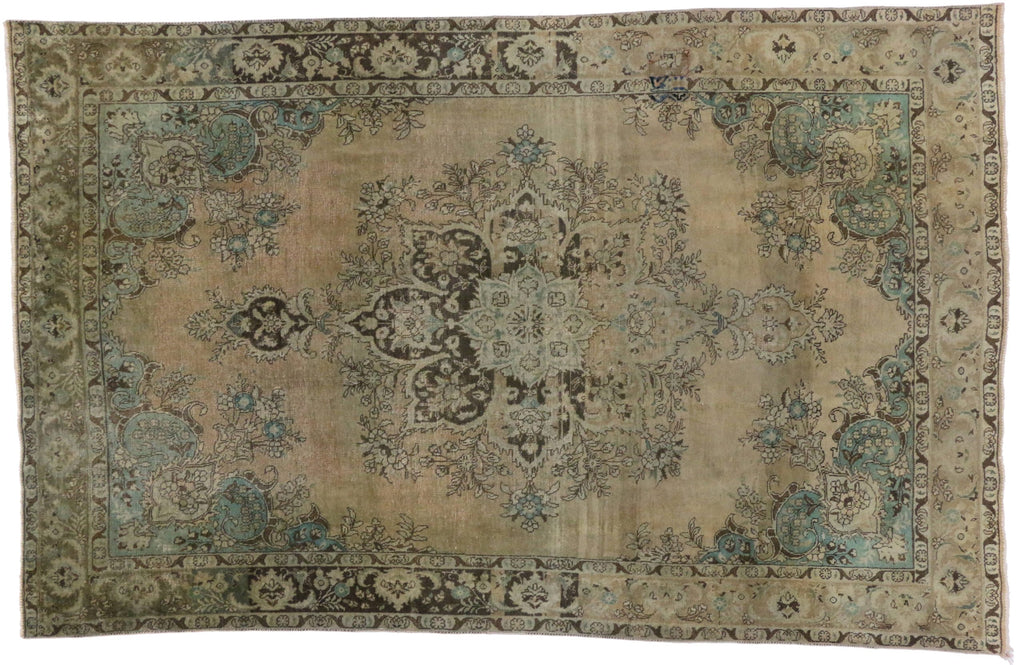 7 x 12 Antique Persian Tabriz Rug 74851