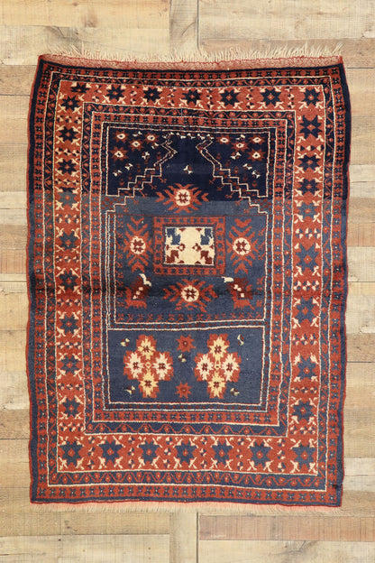 4 x 5 Vintage Turkish Oushak Prayer Rug 74863