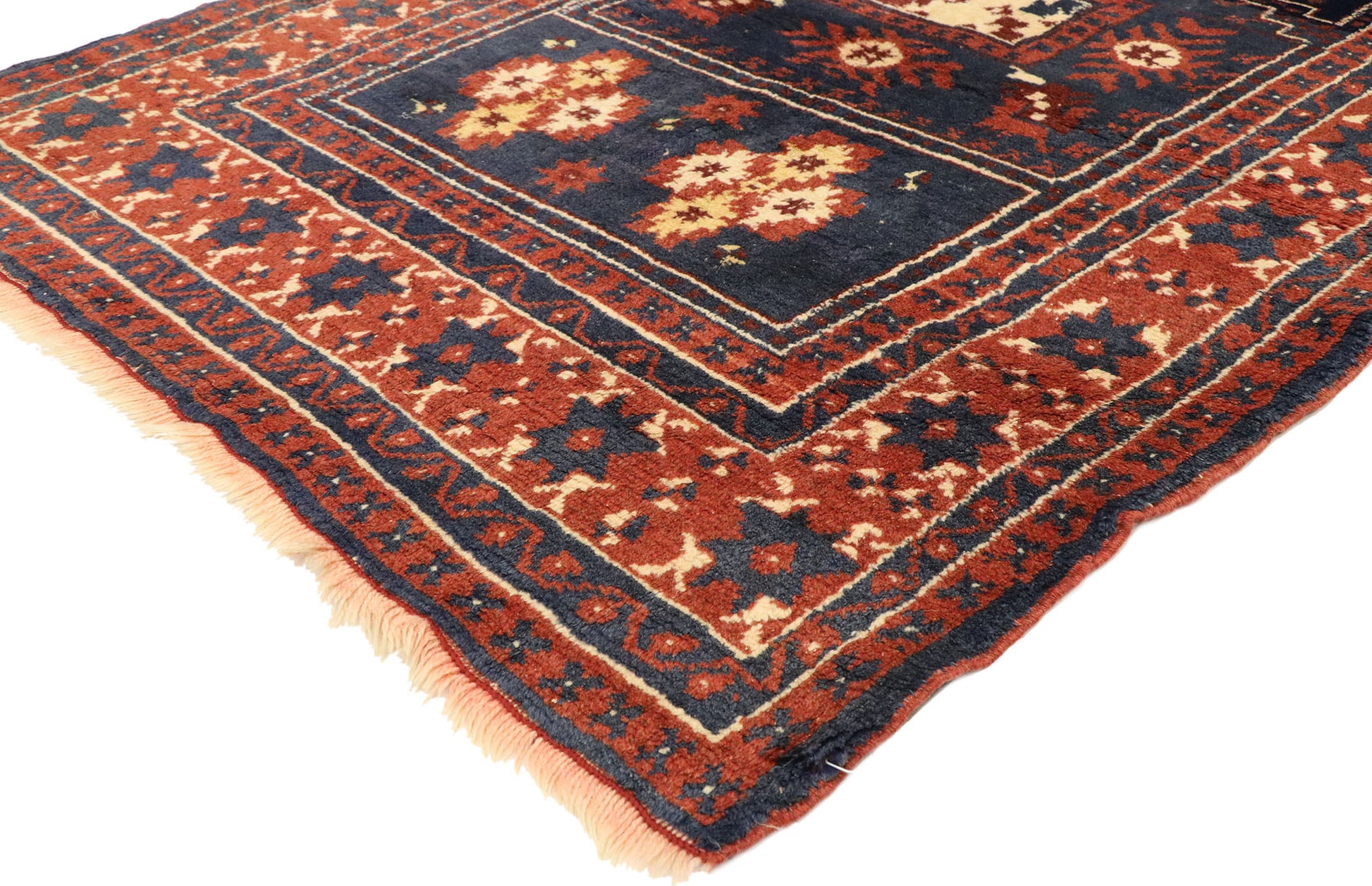 4 x 5 Vintage Turkish Oushak Prayer Rug 74863
