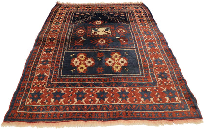 4 x 5 Vintage Turkish Oushak Prayer Rug 74863