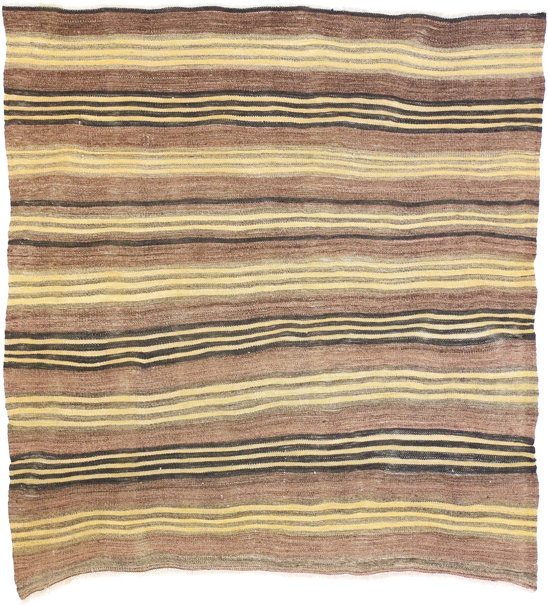 4 x 5 Vintage Turkish Striped Kilim Rug 74875