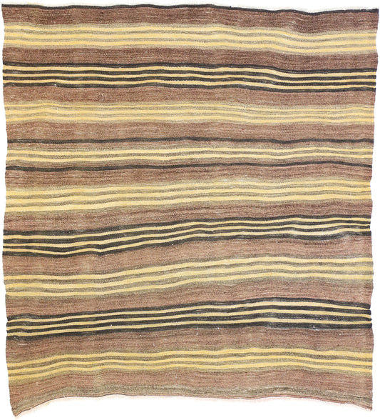 4 x 5 Vintage Turkish Striped Kilim Rug 74875