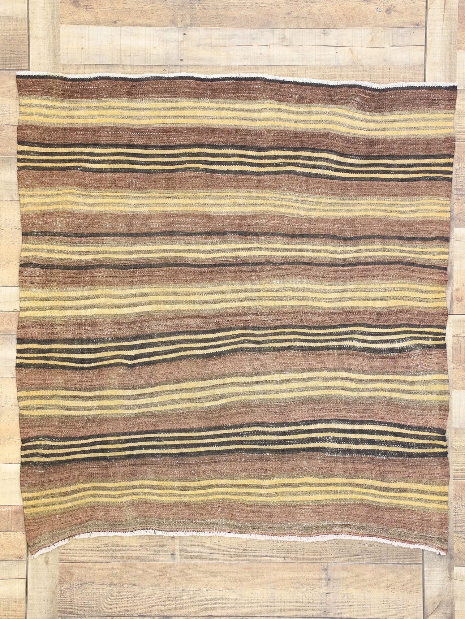 4 x 5 Vintage Turkish Striped Kilim Rug 74875