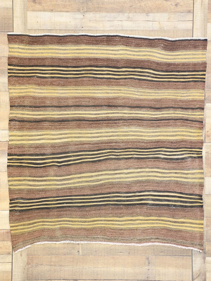 4 x 5 Vintage Turkish Striped Kilim Rug 74875