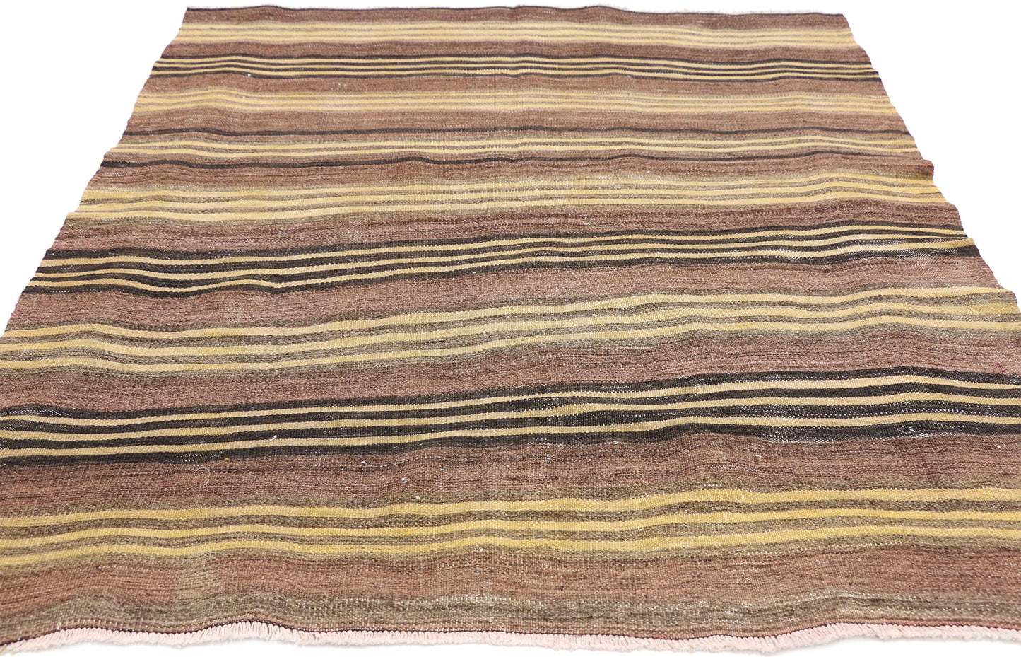 4 x 5 Vintage Turkish Striped Kilim Rug 74875
