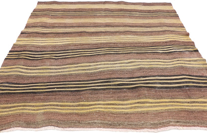 4 x 5 Vintage Turkish Striped Kilim Rug 74875