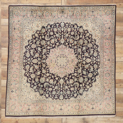 7 x 7 Vintage Persian Silk Qum Rug 74893