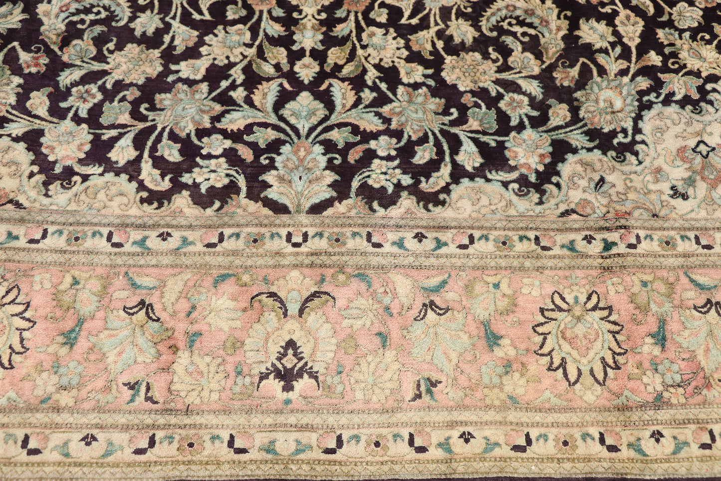 7 x 7 Vintage Persian Silk Qum Rug 74893