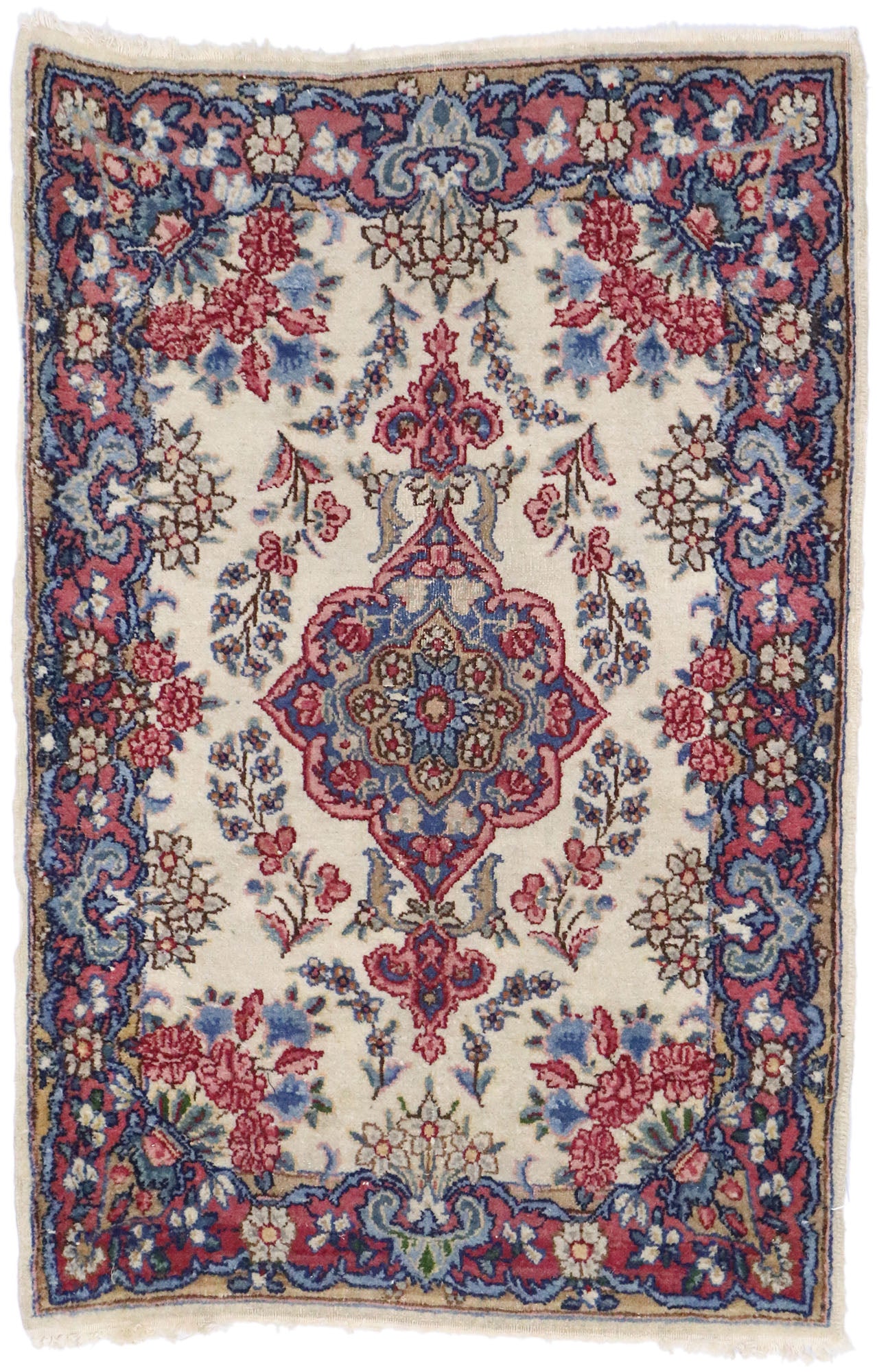 2 x 3 Vintage Persian Kerman Rug 74903