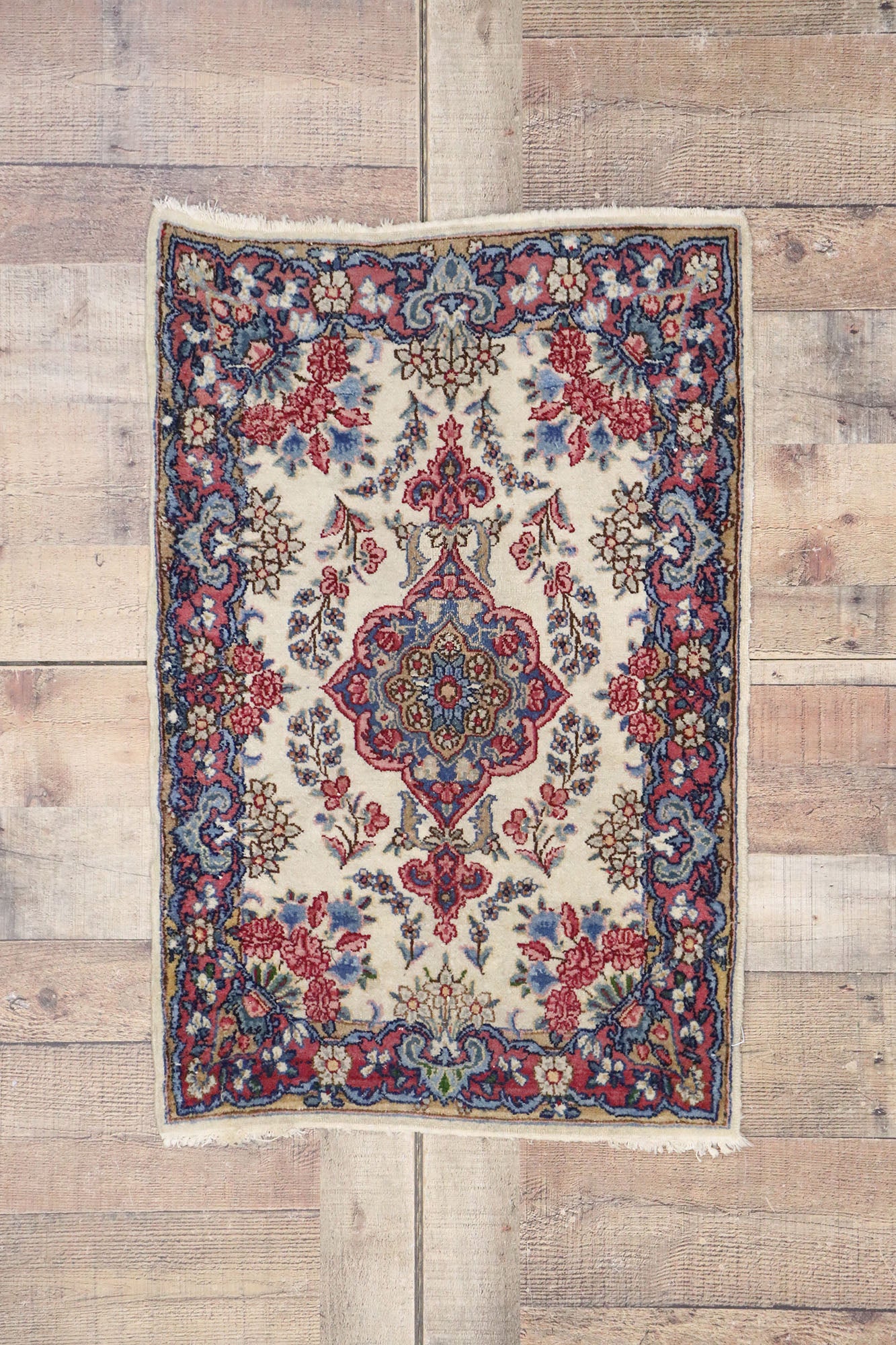 2 x 3 Vintage Persian Kerman Rug 74903