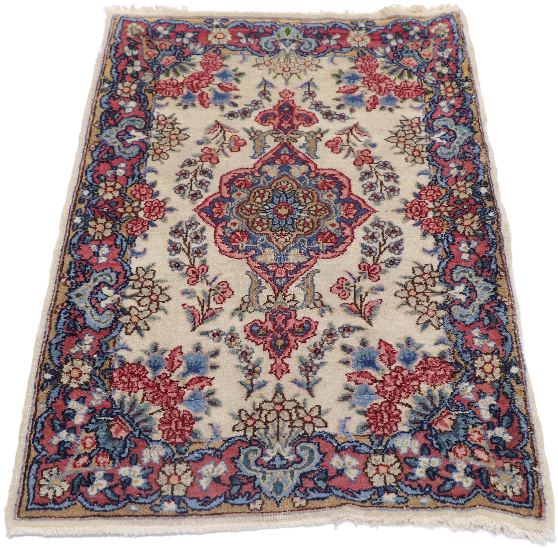 2 x 3 Vintage Persian Kerman Rug 74903