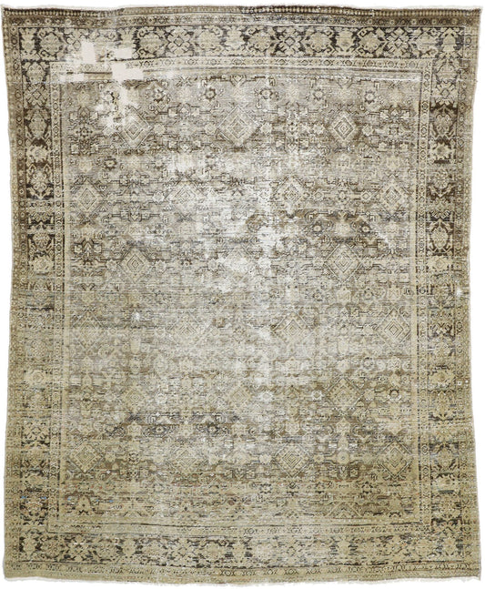 8 x 10 Antique-Worn Persian Mahal Rug 74910