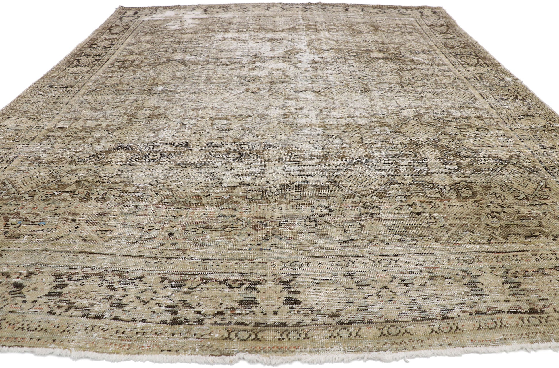 8 x 10 Antique-Worn Persian Mahal Rug 74910