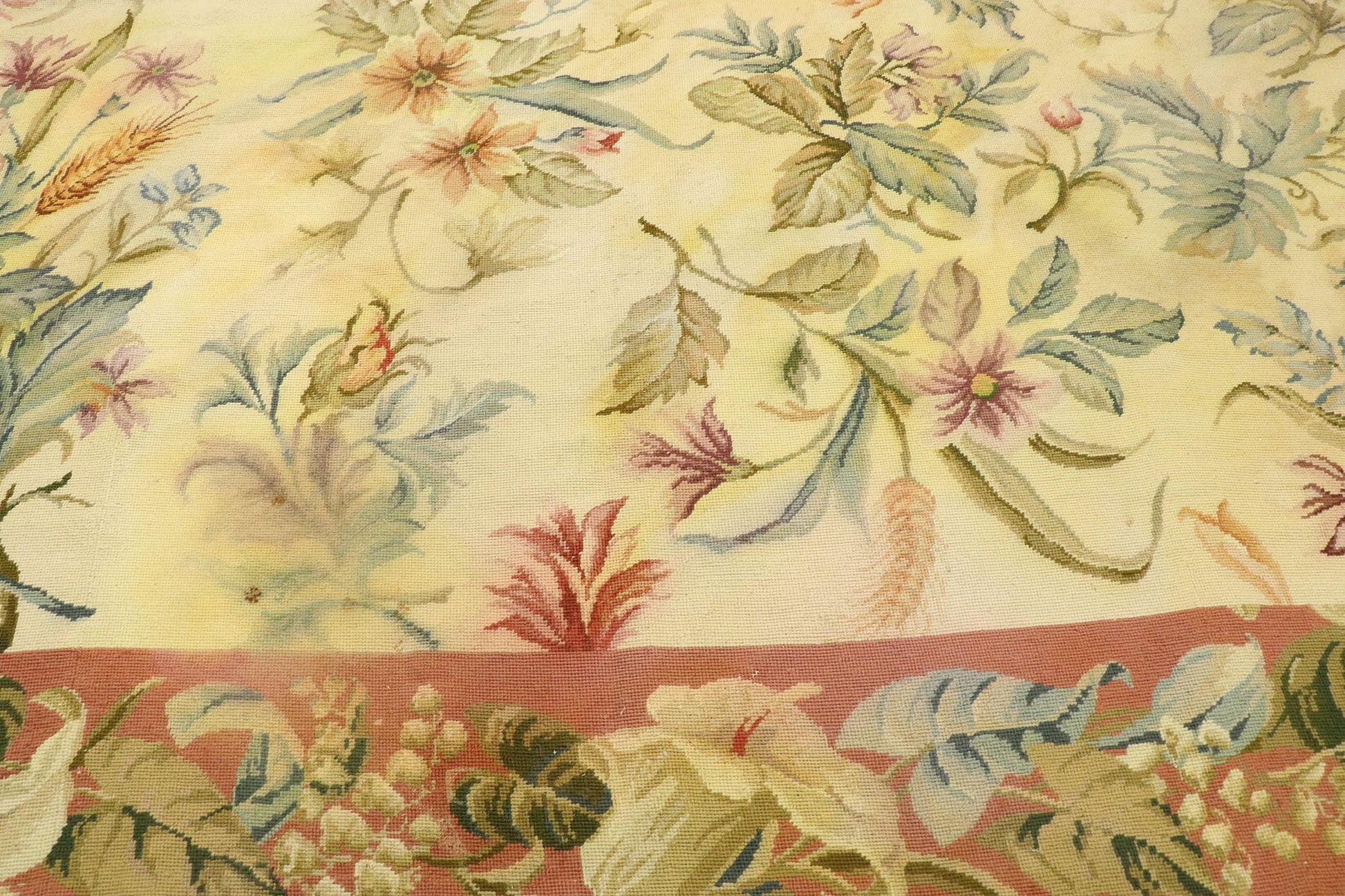 8 x 10 Vintage Chinese Floral Needlepoint Rug 74924