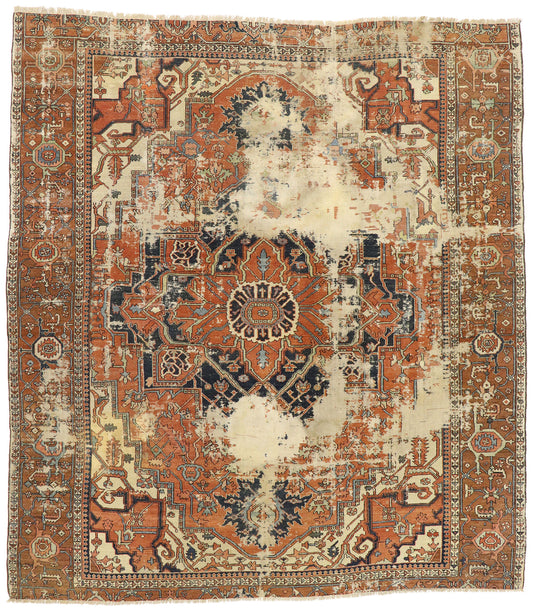 10 x 13 Antique Persian Serapi Rug 74951