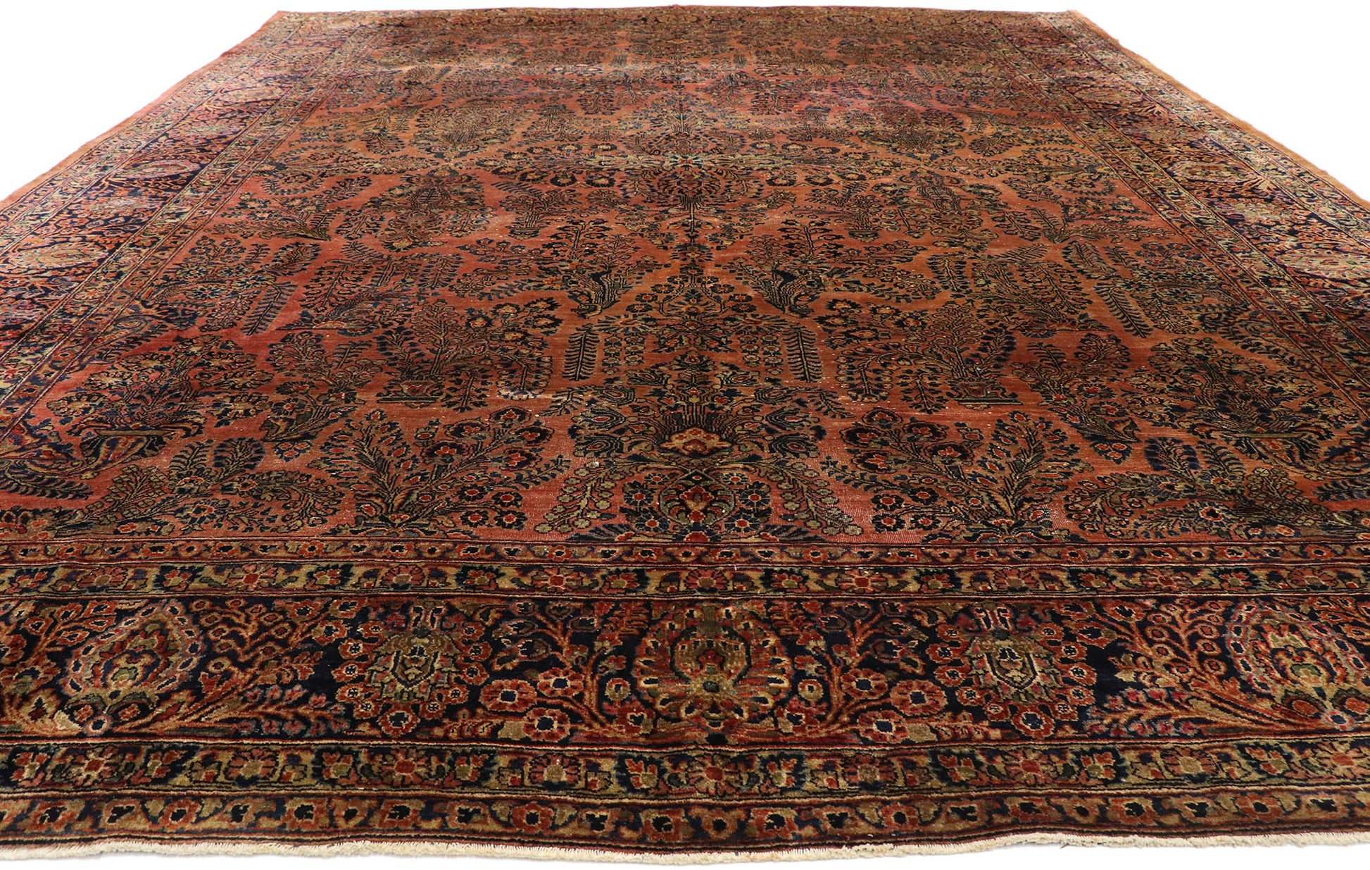 10 x 13 Antique Persian Sarouk Rug 74952