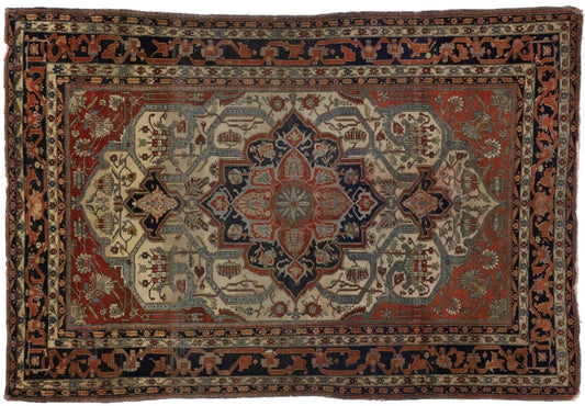 4 x 7 Vintage Kashan Rug 74955