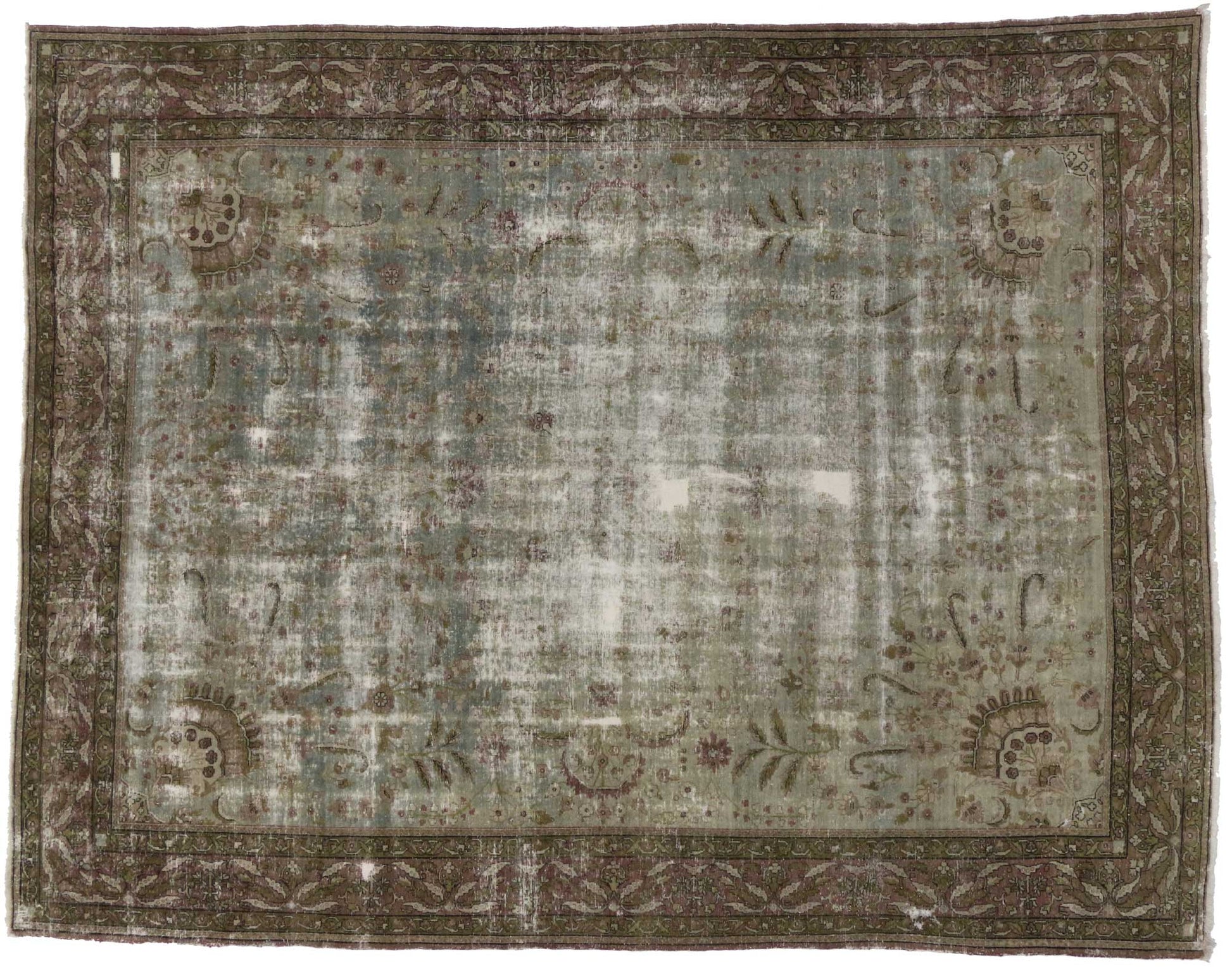 8 x 11 Distressed Vintage Persian Kerman Rug 74973