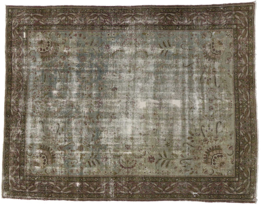 8 x 11 Distressed Vintage Persian Kerman Rug 74973