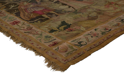 6 x 6 Antique French Aubusson Tapestry 74975
