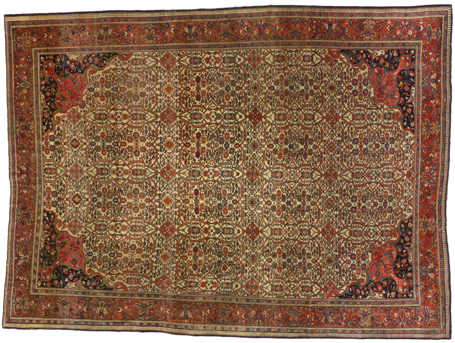 9 x 11 Antique Persian Farahan Rug 74980