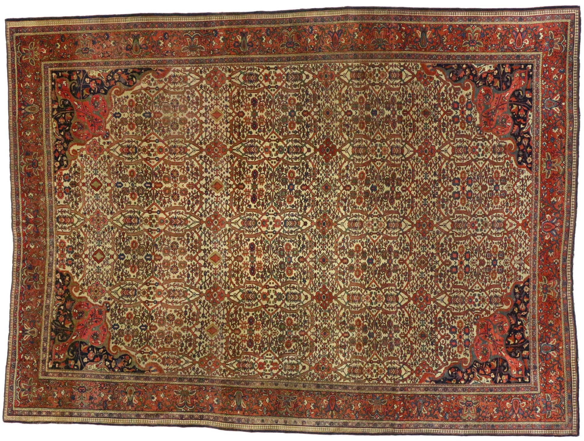 9 x 11 Antique Persian Farahan Rug 74980