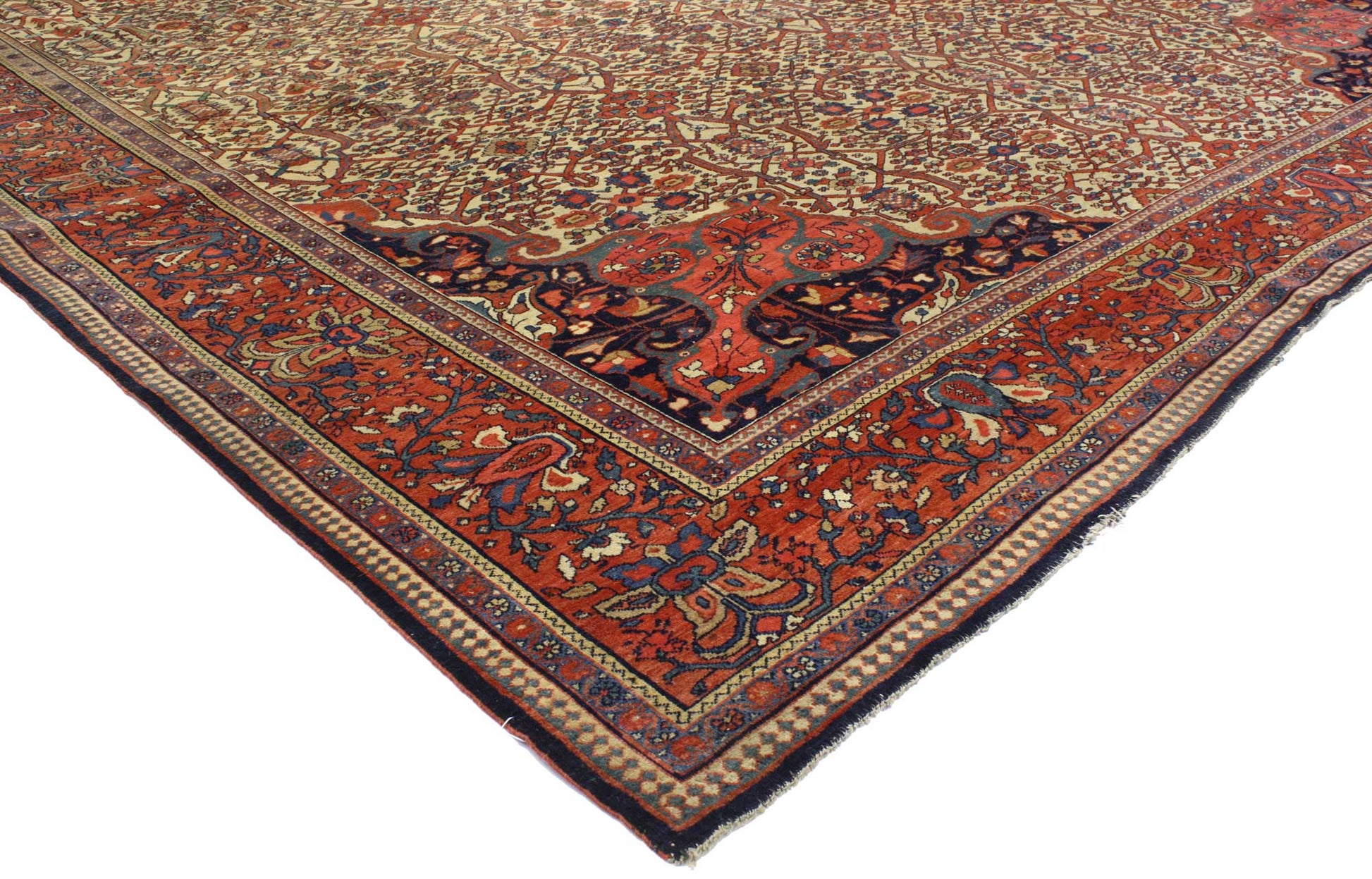 9 x 11 Antique Persian Farahan Rug 74980