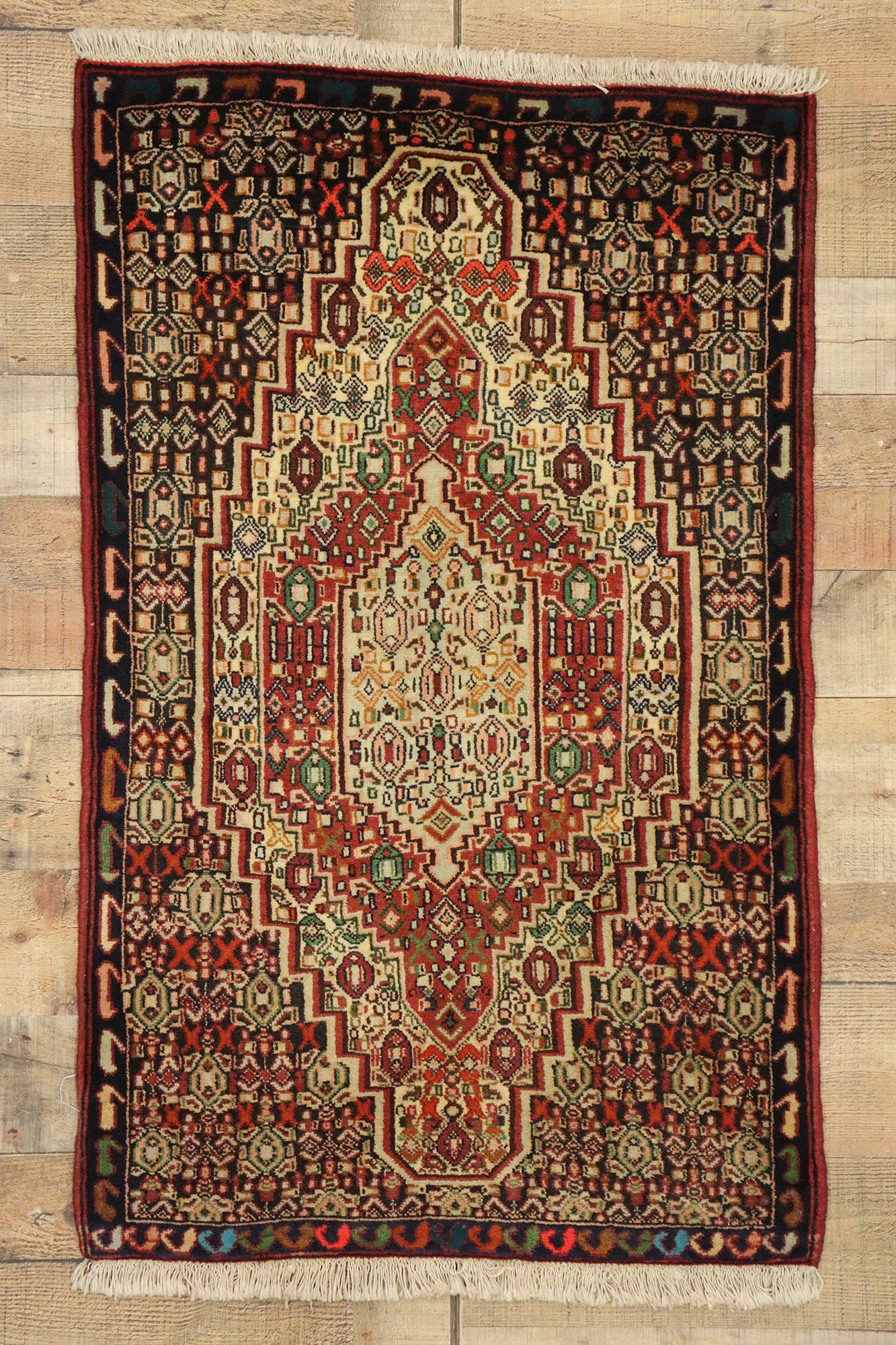 2 x 4 Vintage Persian Sanadaj Rug 75015