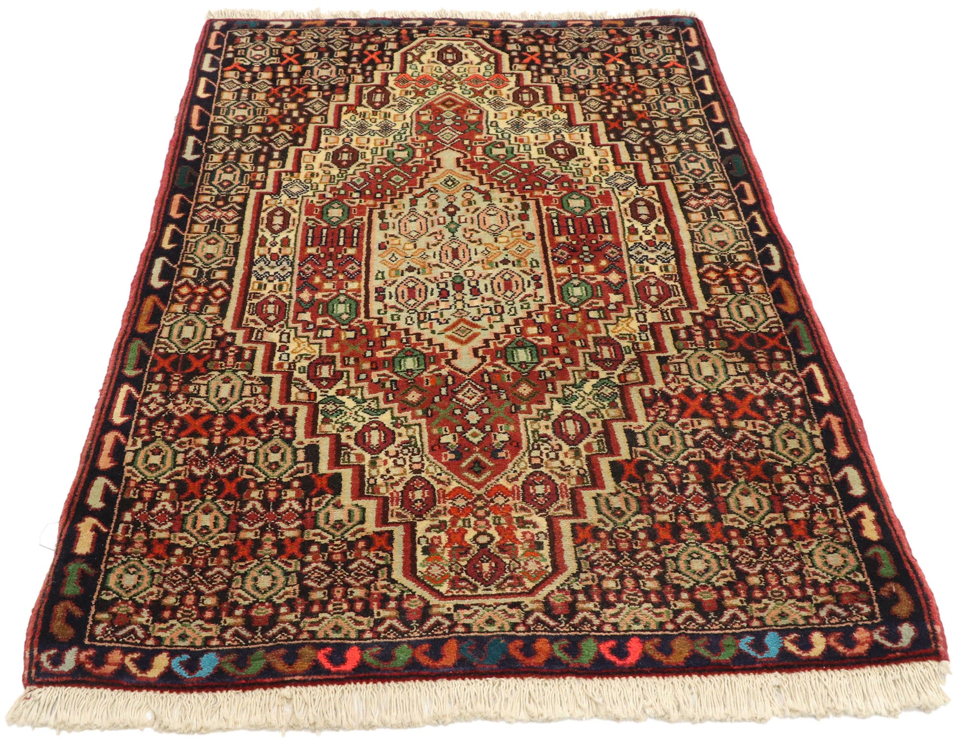 2 x 4 Vintage Persian Sanadaj Rug 75015
