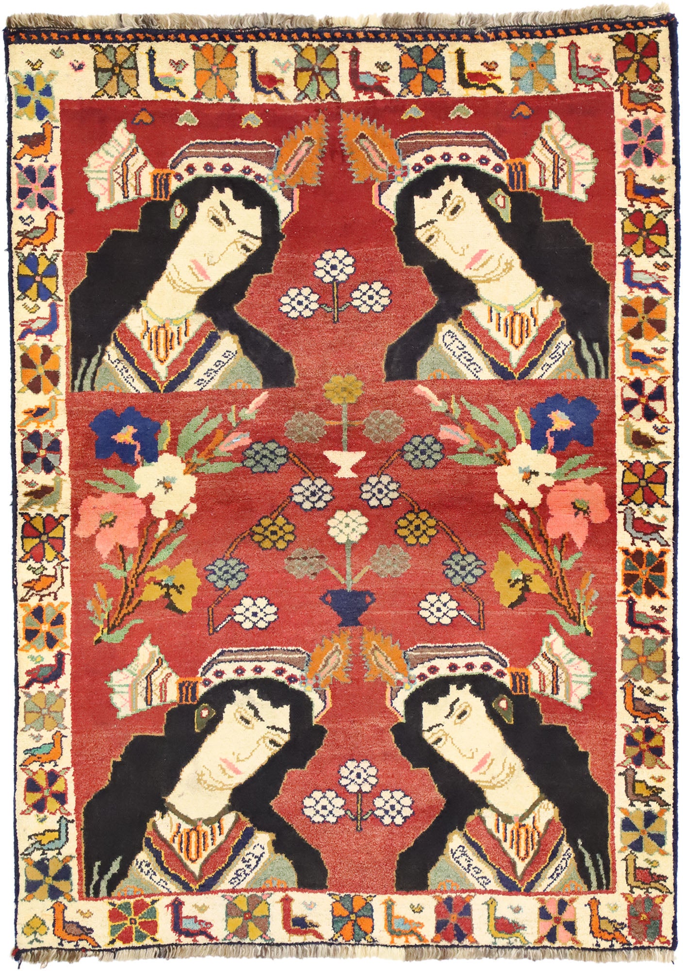 4 x 5 Vintage Persian Shiraz Rug 75045