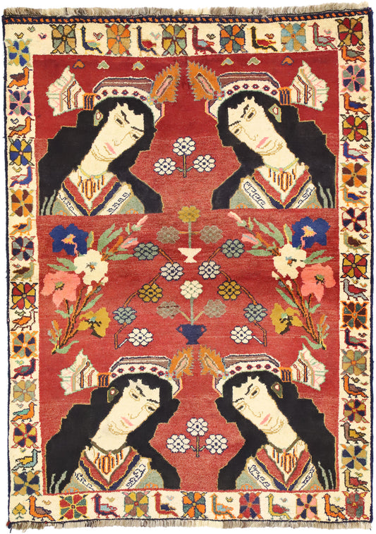 4 x 5 Vintage Persian Shiraz Rug 75045