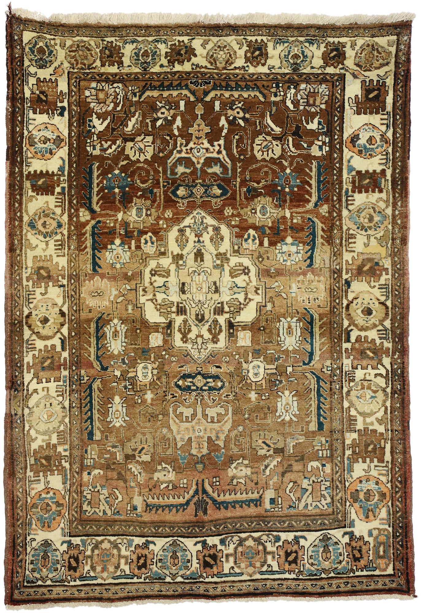 5 x 6 Vintage Persian Heriz Rug 75126