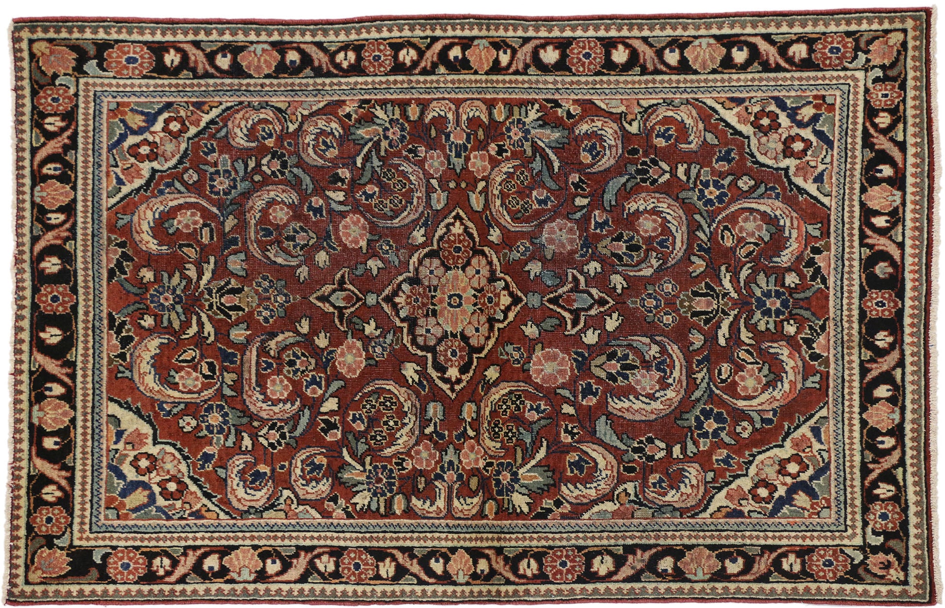 4 x 7 Vintage Persian Mahal Rug 75187
