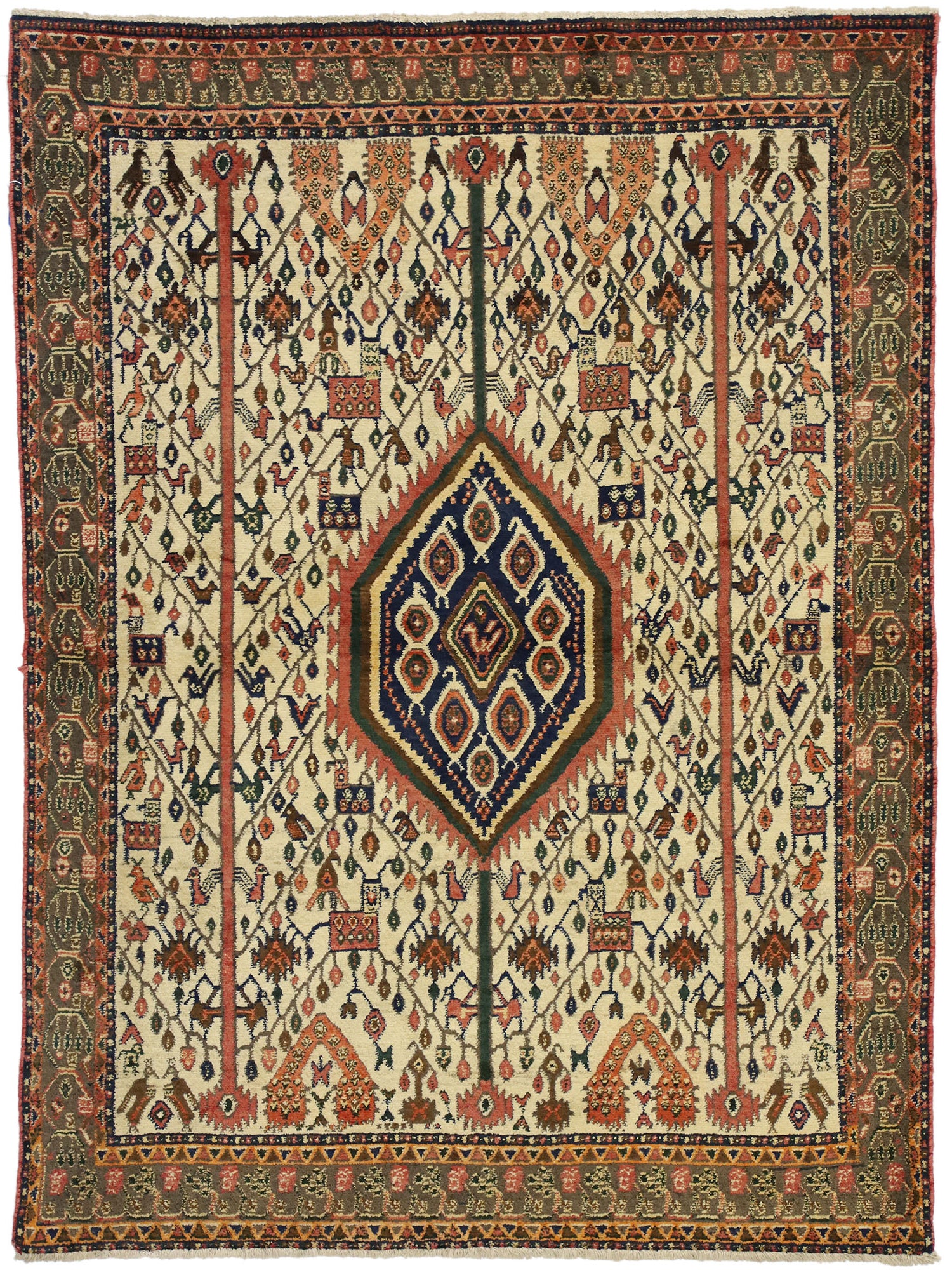 4 x 6 Vintage Persian Afshar Rug 75232