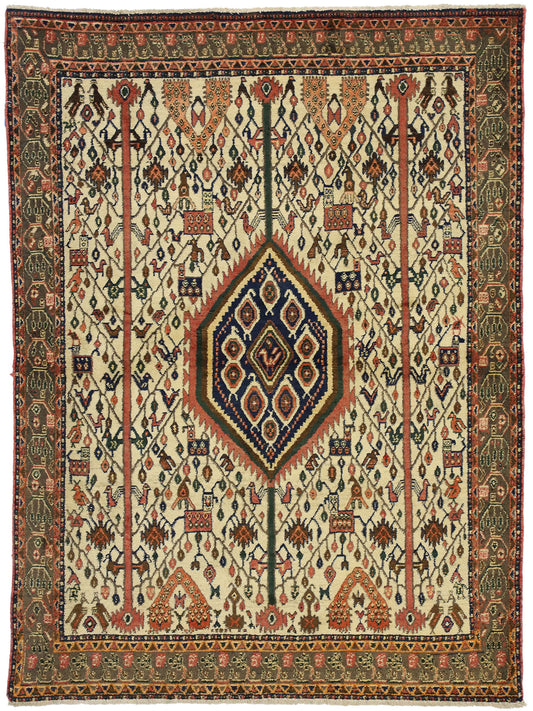 4 x 6 Vintage Persian Afshar Rug 75232
