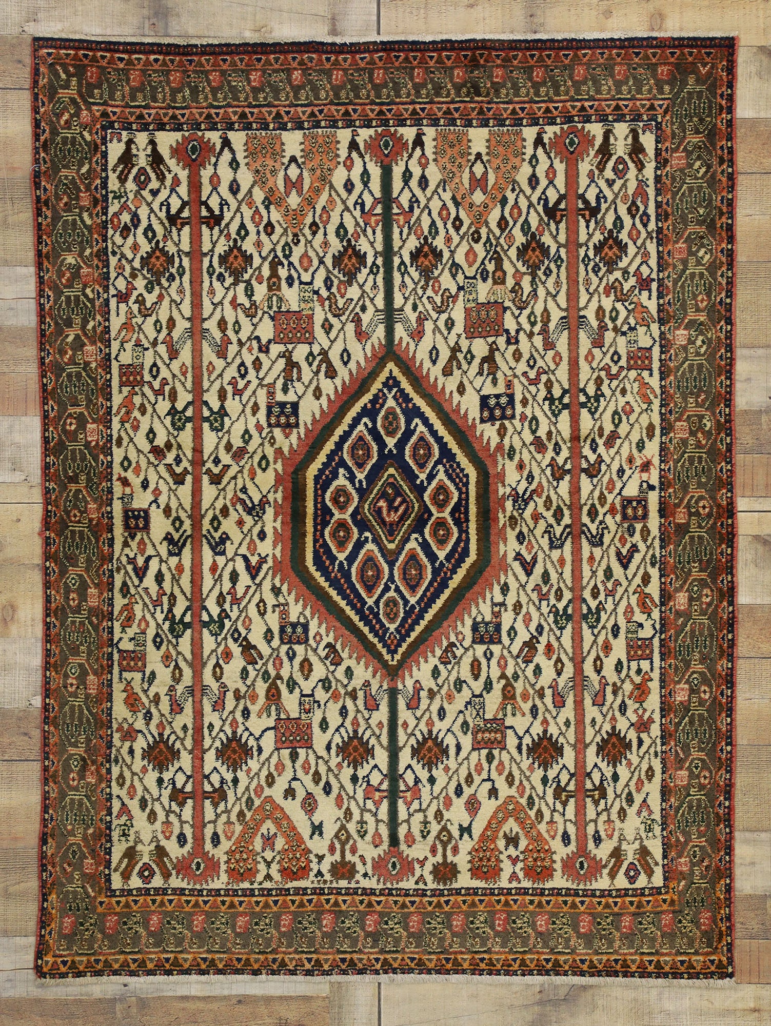 4 x 6 Vintage Persian Afshar Rug 75232