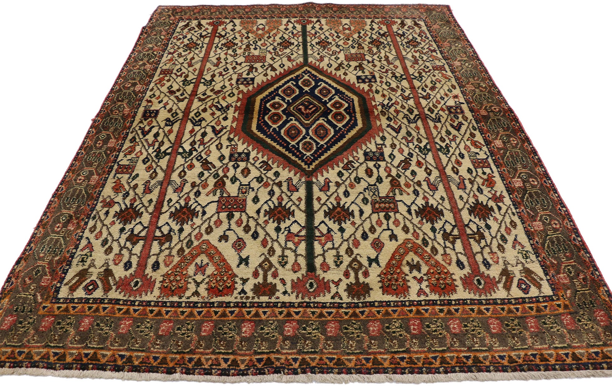 4 x 6 Vintage Persian Afshar Rug 75232