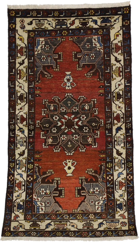 4 x 7 Vintage Persian Hamadan Rug 75234