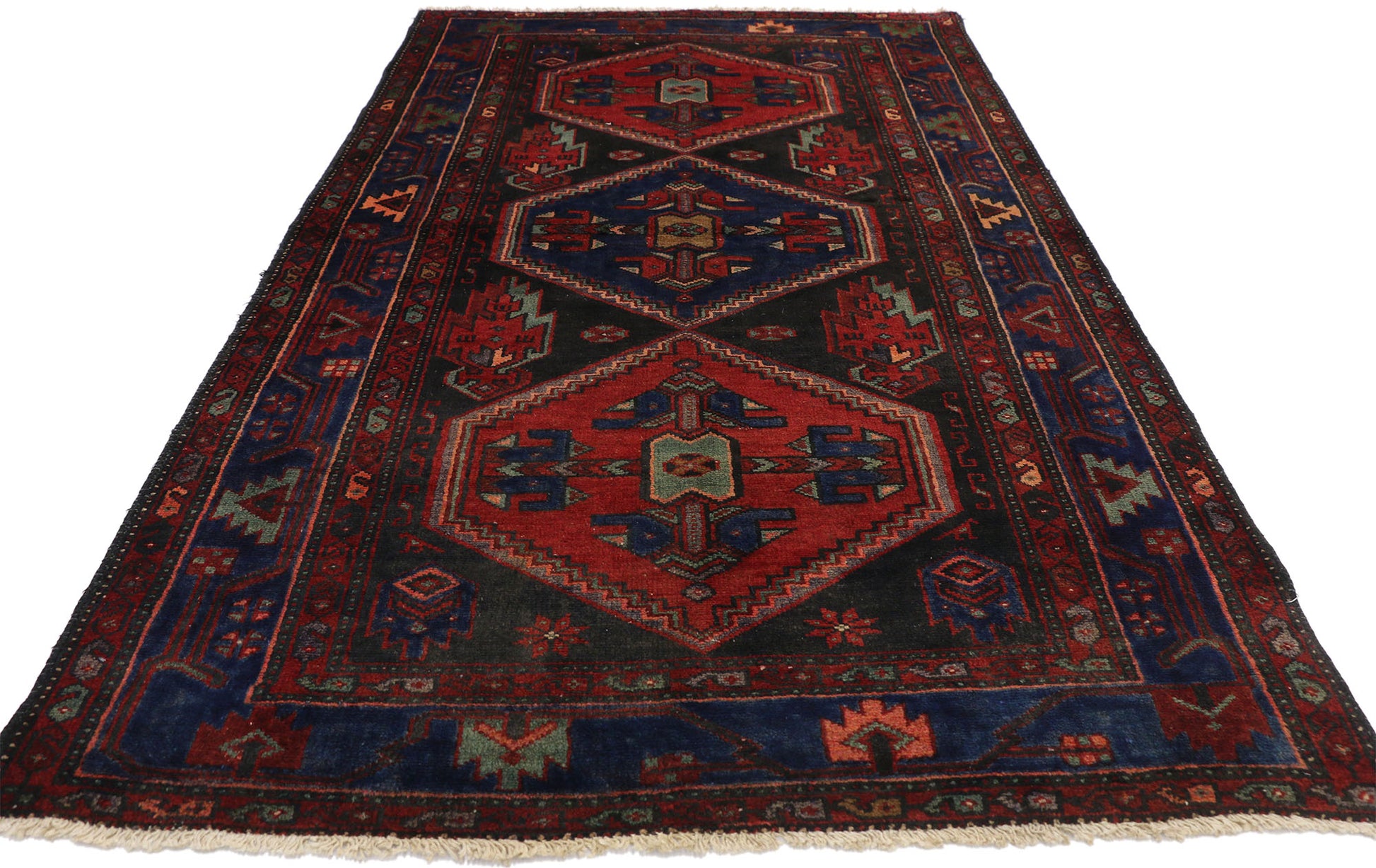 4 x 7 Vintage Persian Hamadan Rug 75237