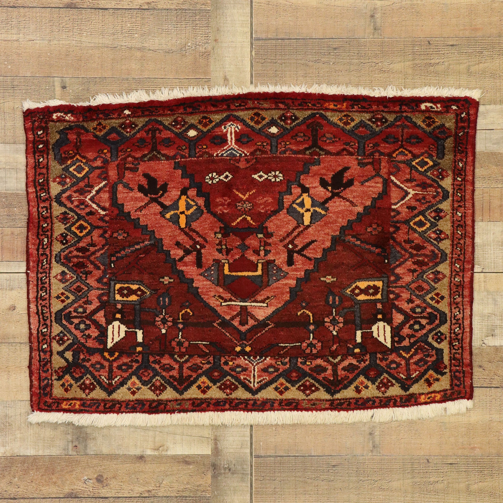 2 x 4 Vintage Persian Hamadan Rug 75245