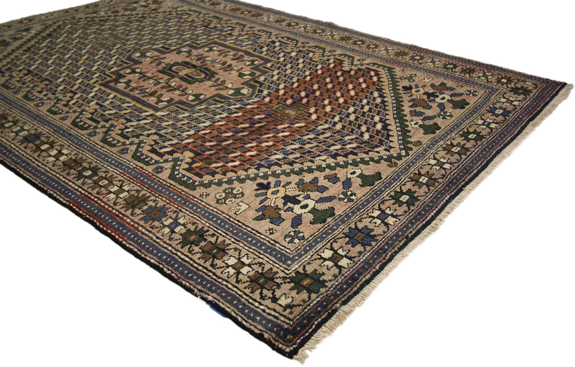 4 x 6 Vintage Persian Bakhtiari Rug 75287