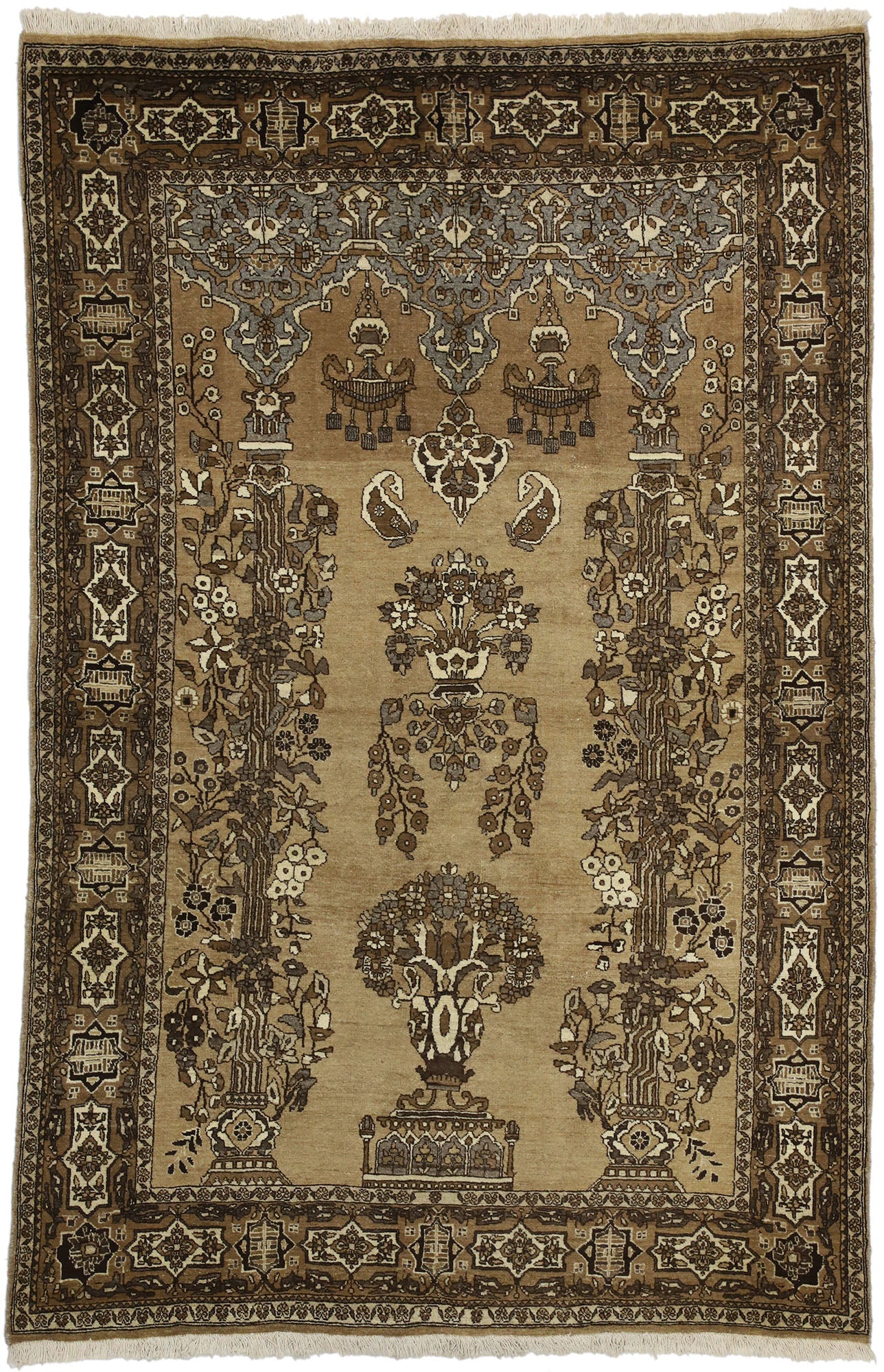 4 x 7 Vintage Persian Semnan Prayer Rug 75335