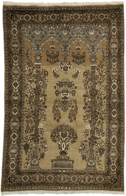 4 x 7 Vintage Persian Semnan Prayer Rug 75335