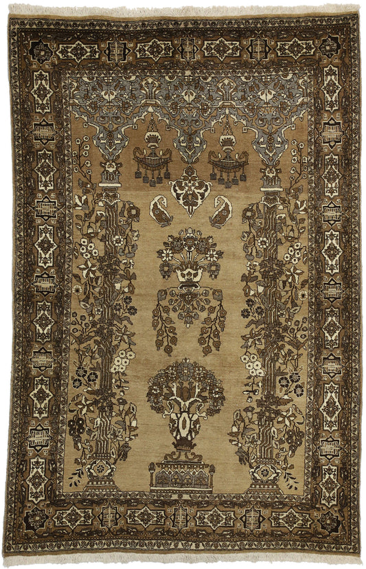 4 x 7 Vintage Persian Semnan Prayer Rug 75335