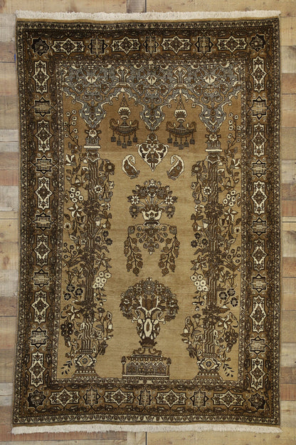 4 x 7 Vintage Persian Semnan Prayer Rug 75335